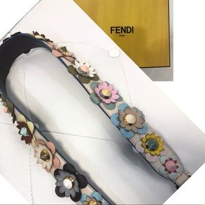 Fendi calfskin studded strap in multicolor